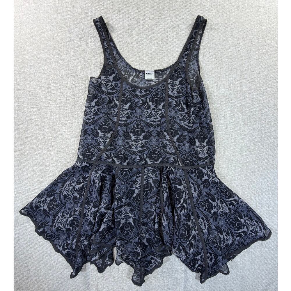 Intimately Free People Women's Black Medium Sheer Floral Sleeveless Nightgown